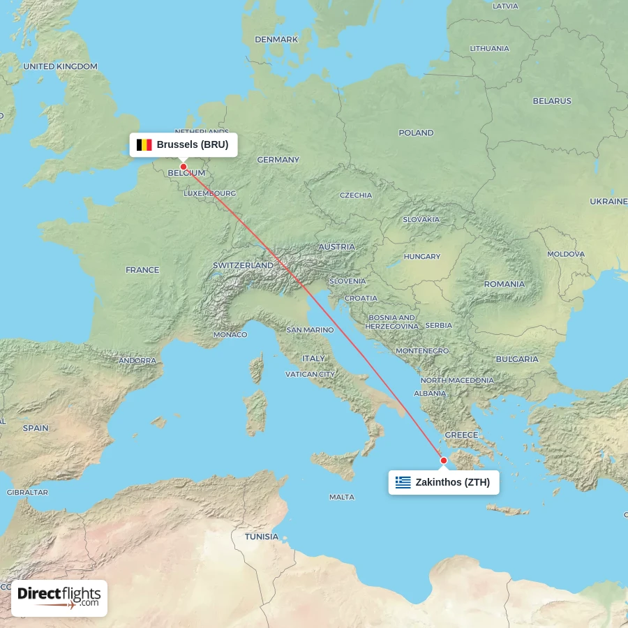 BRU - ZTH route map