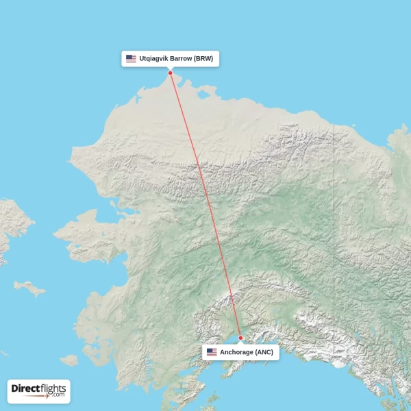 Utqiagvik Barrow - Anchorage direct flight map