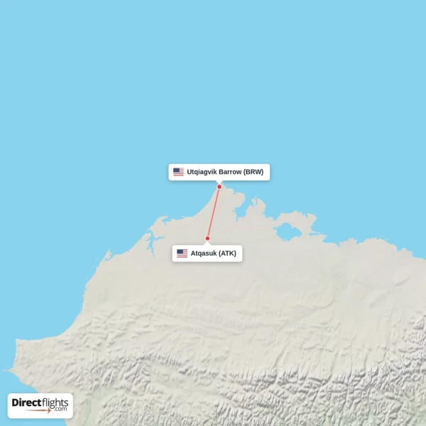 Utqiagvik Barrow - Atqasuk direct flight map