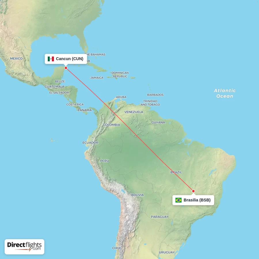 BSB - CUN route map