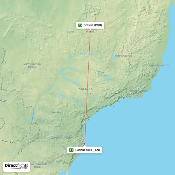 Brasilia - Florianopolis direct flight map