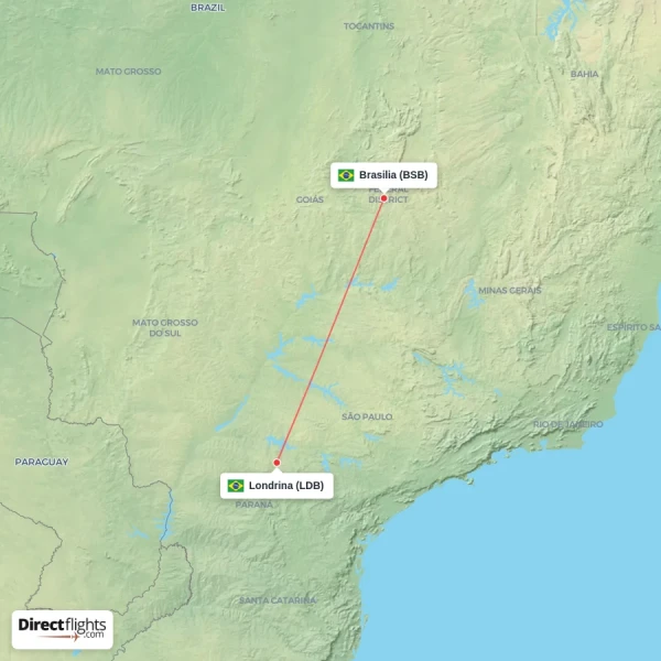 Brasilia - Londrina direct flight map