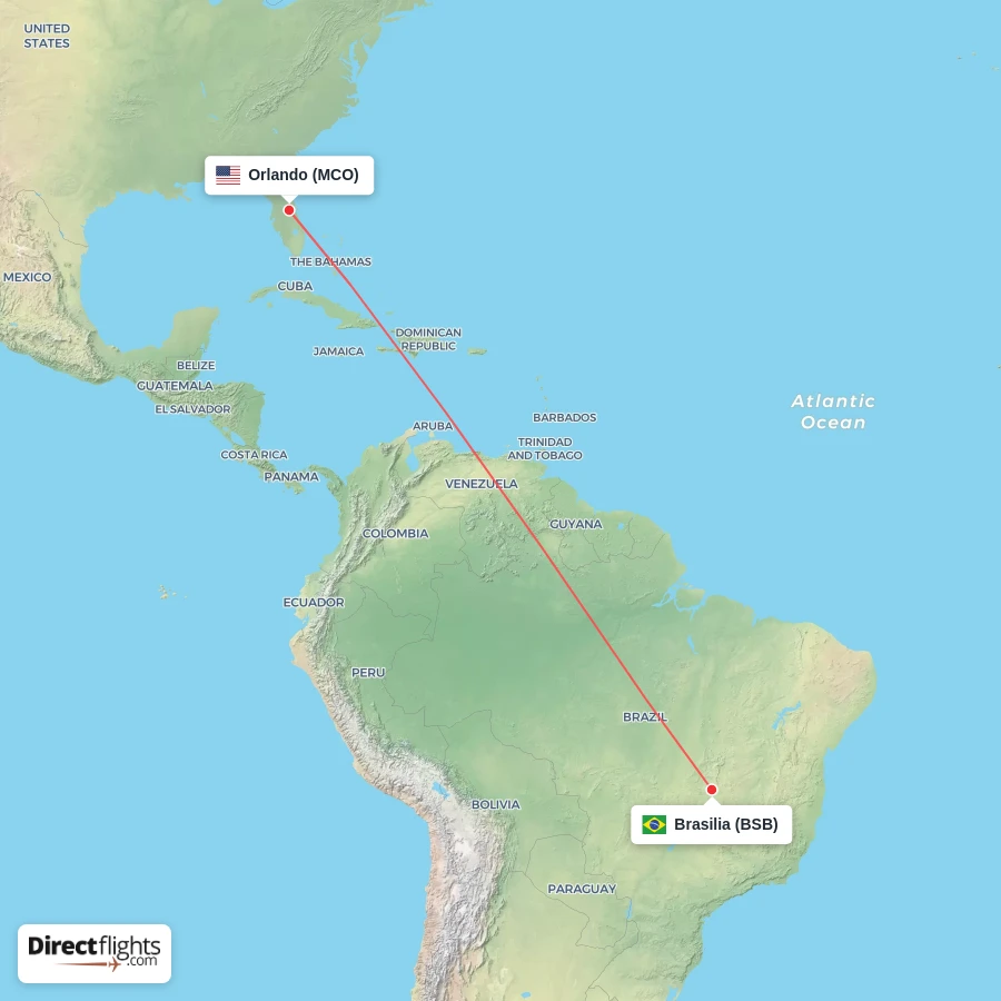 BSB - MCO route map