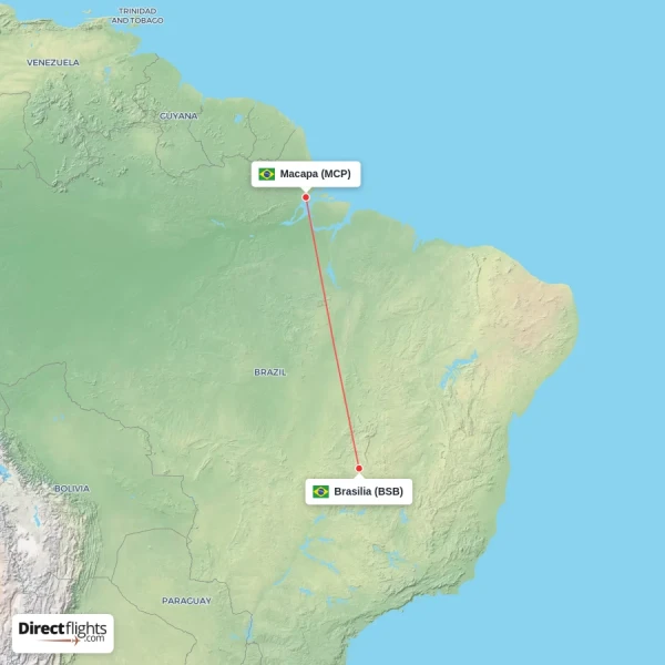 Brasilia - Macapa direct flight map