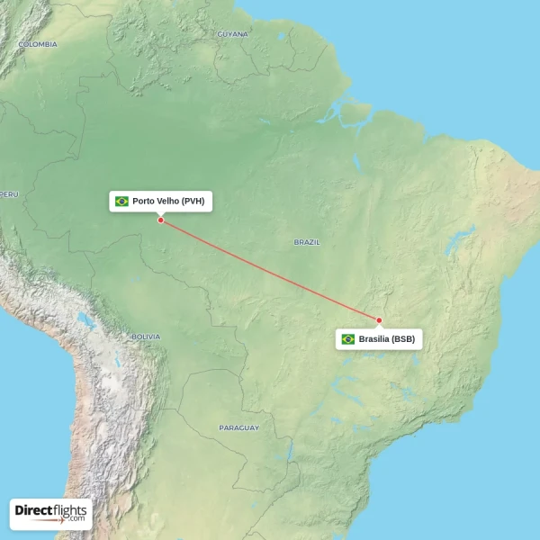 Brasilia - Porto Velho direct flight map