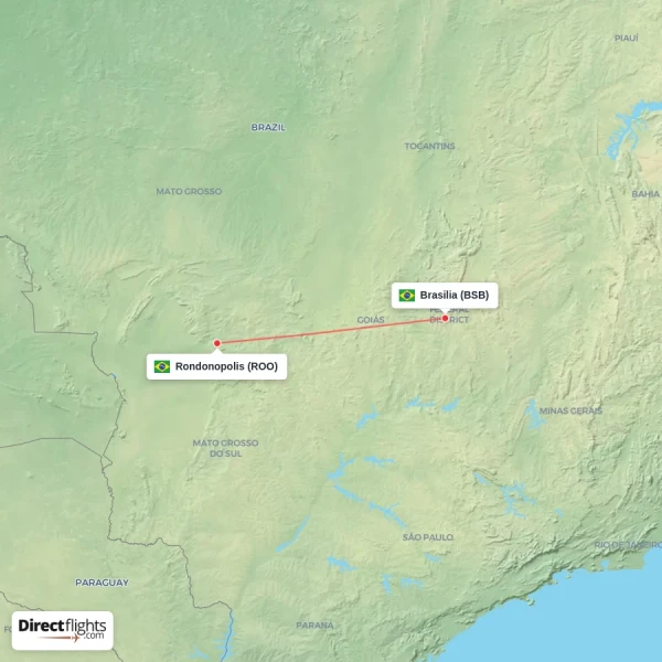 Brasilia - Rondonopolis direct flight map