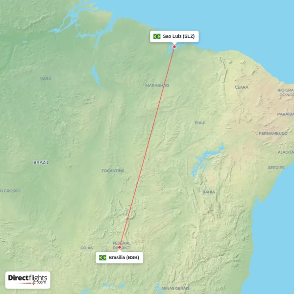 Brasilia - Sao Luiz direct flight map