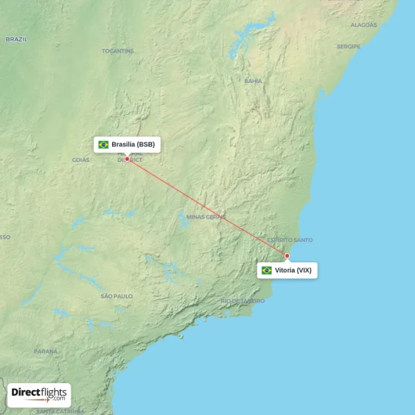 Brasilia - Vitoria direct flight map