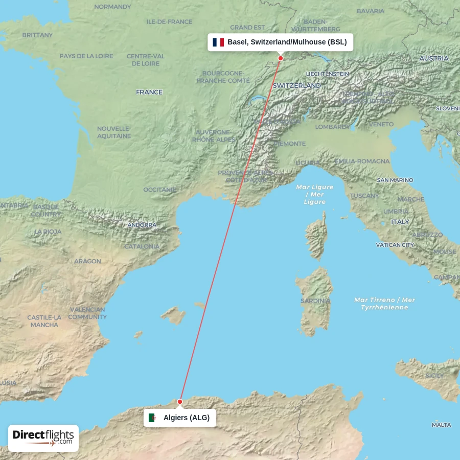 BSL - ALG route map