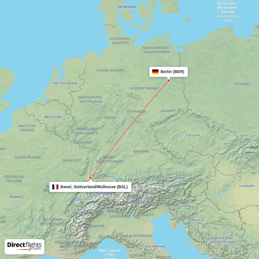 BSL - BER route map
