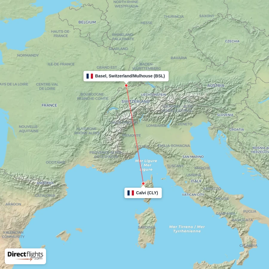 BSL - CLY route map