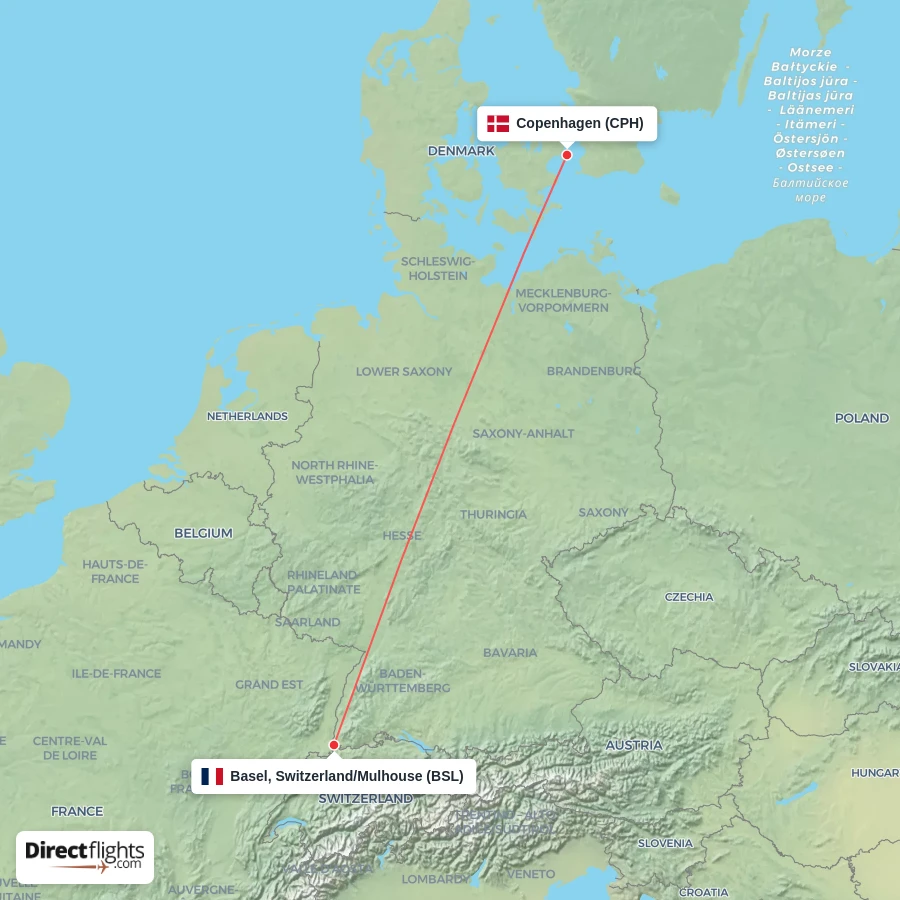 BSL - CPH route map