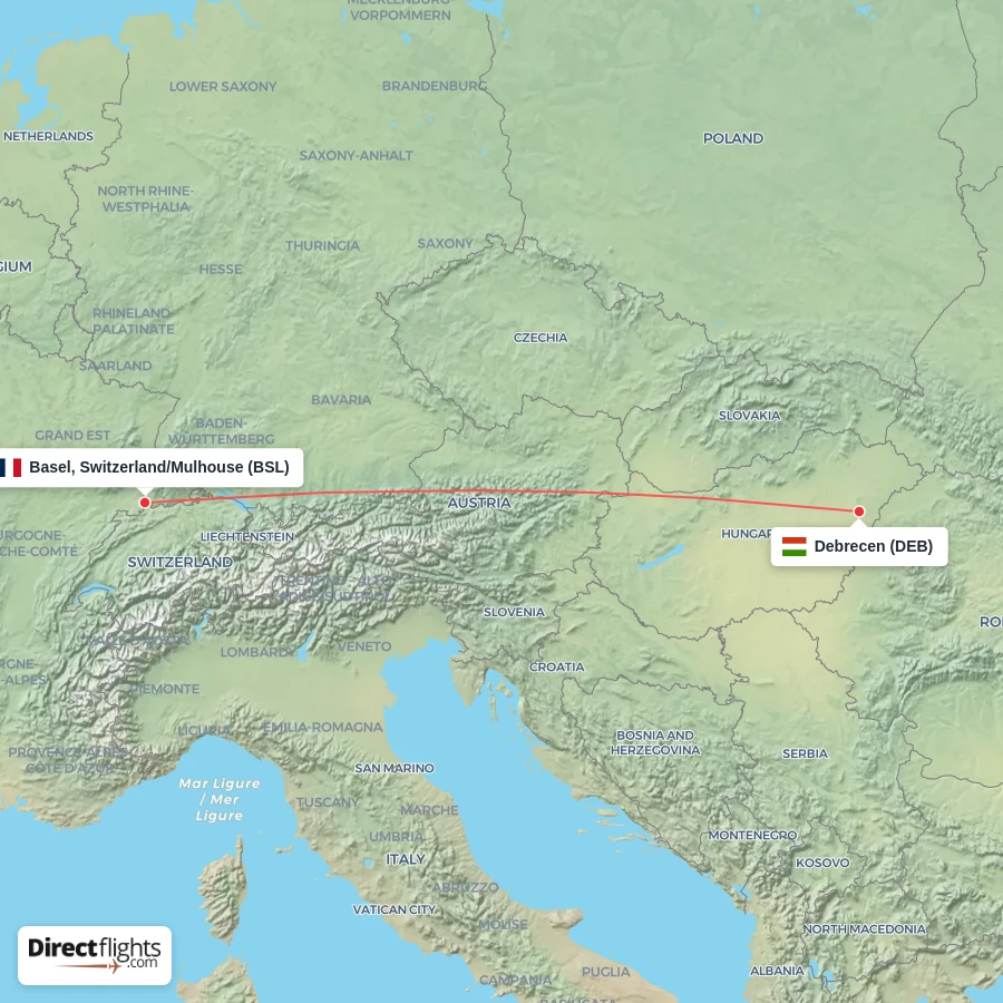 BSL - DEB route map