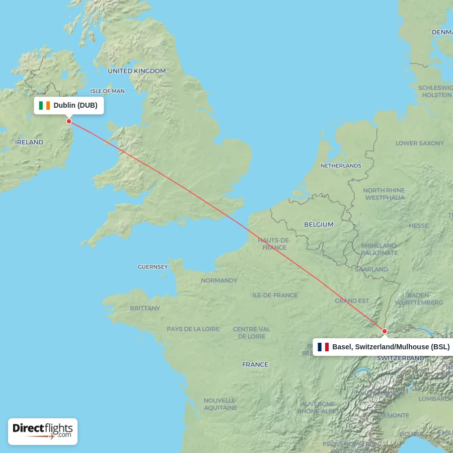 BSL - DUB route map