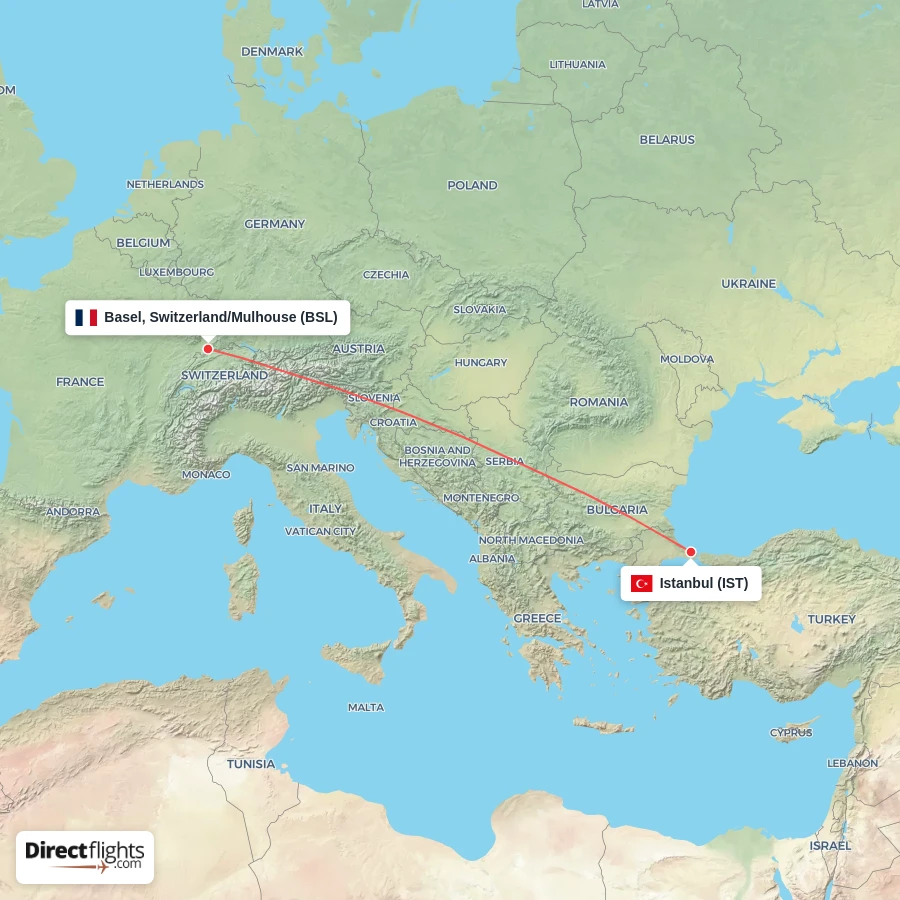 BSL - IST route map