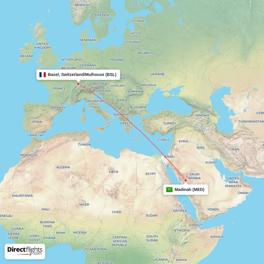 BSL - MED route map