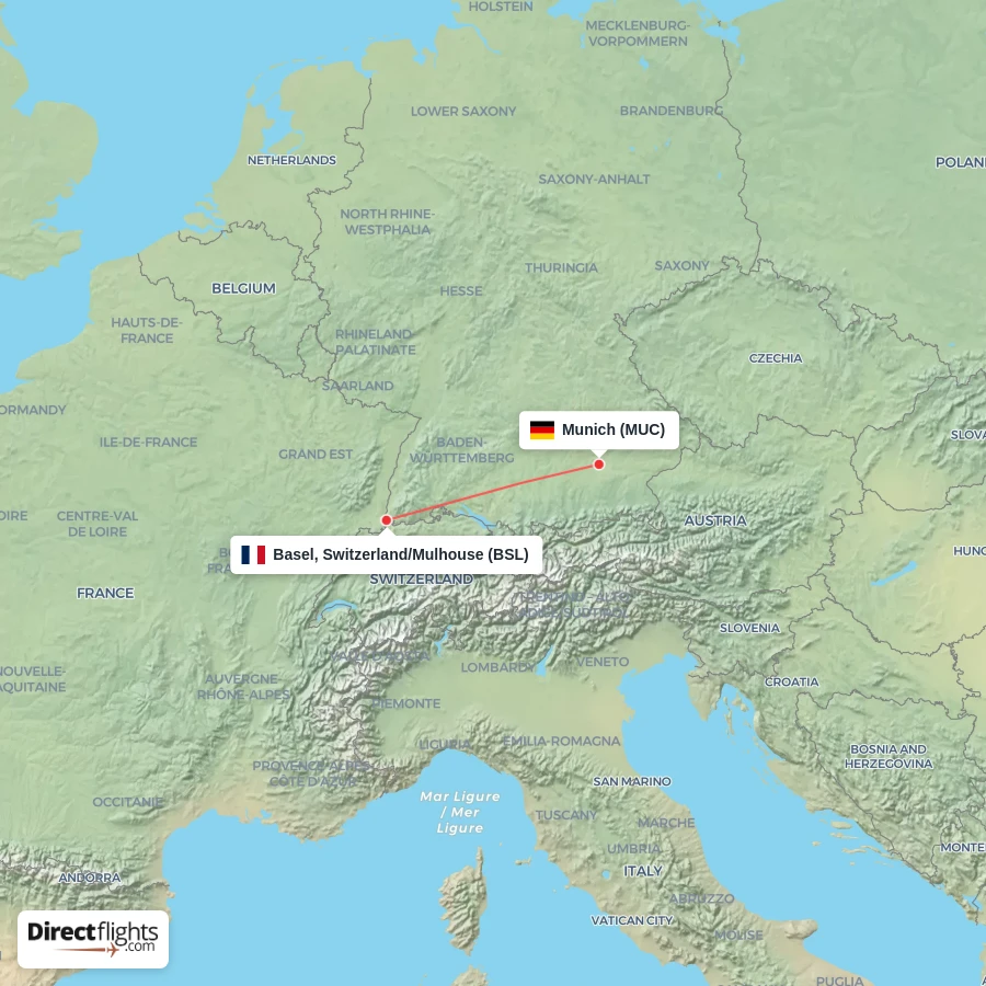 BSL - MUC route map