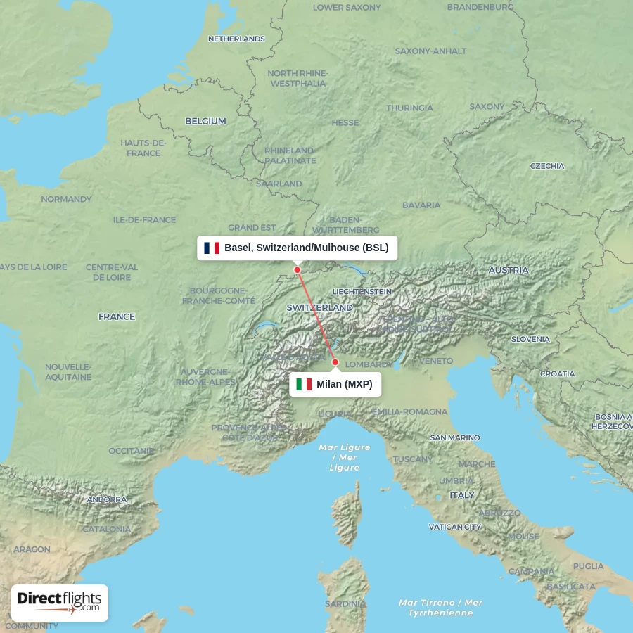 BSL - MXP route map
