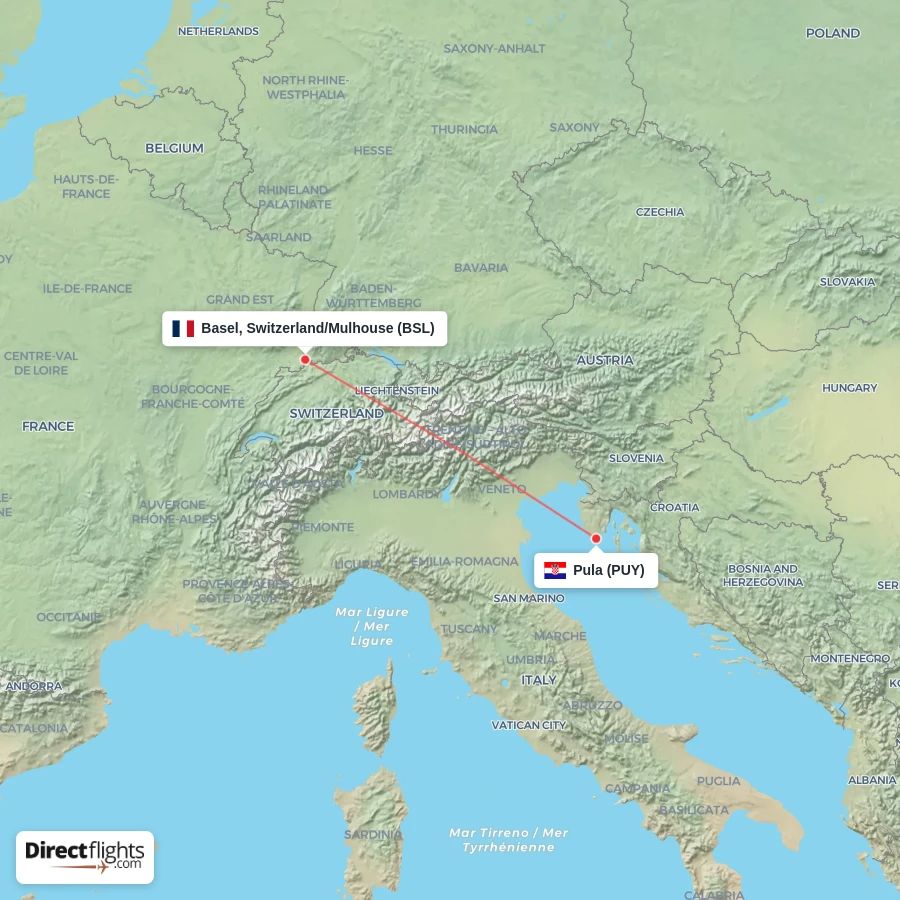 BSL - PUY route map