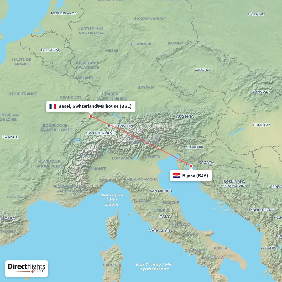 BSL - RJK route map