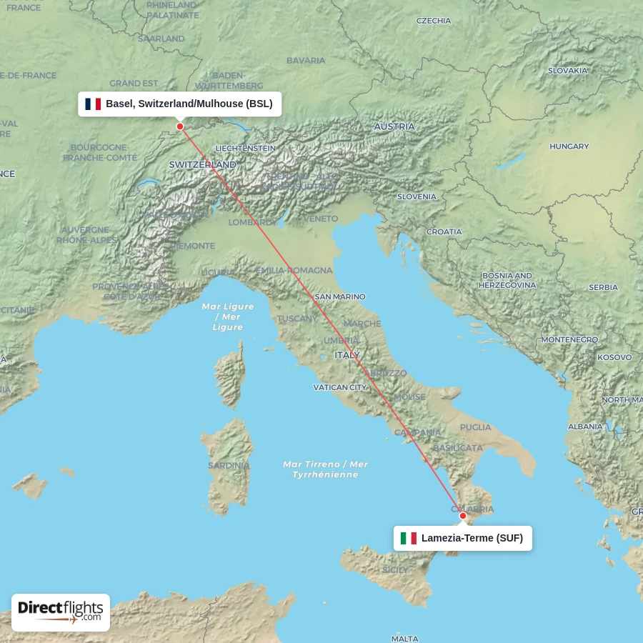 BSL - SUF route map