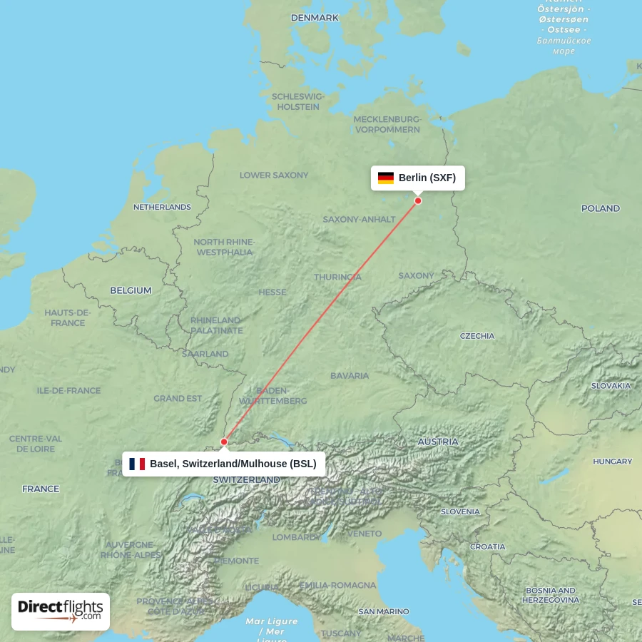BSL - SXF route map