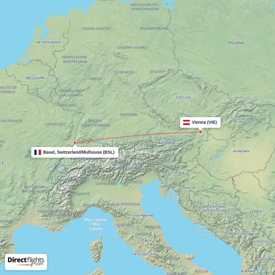 BSL - VIE route map