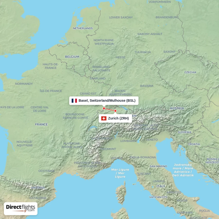 BSL - ZRH route map