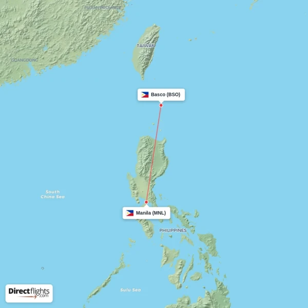 Basco - Manila direct flight map