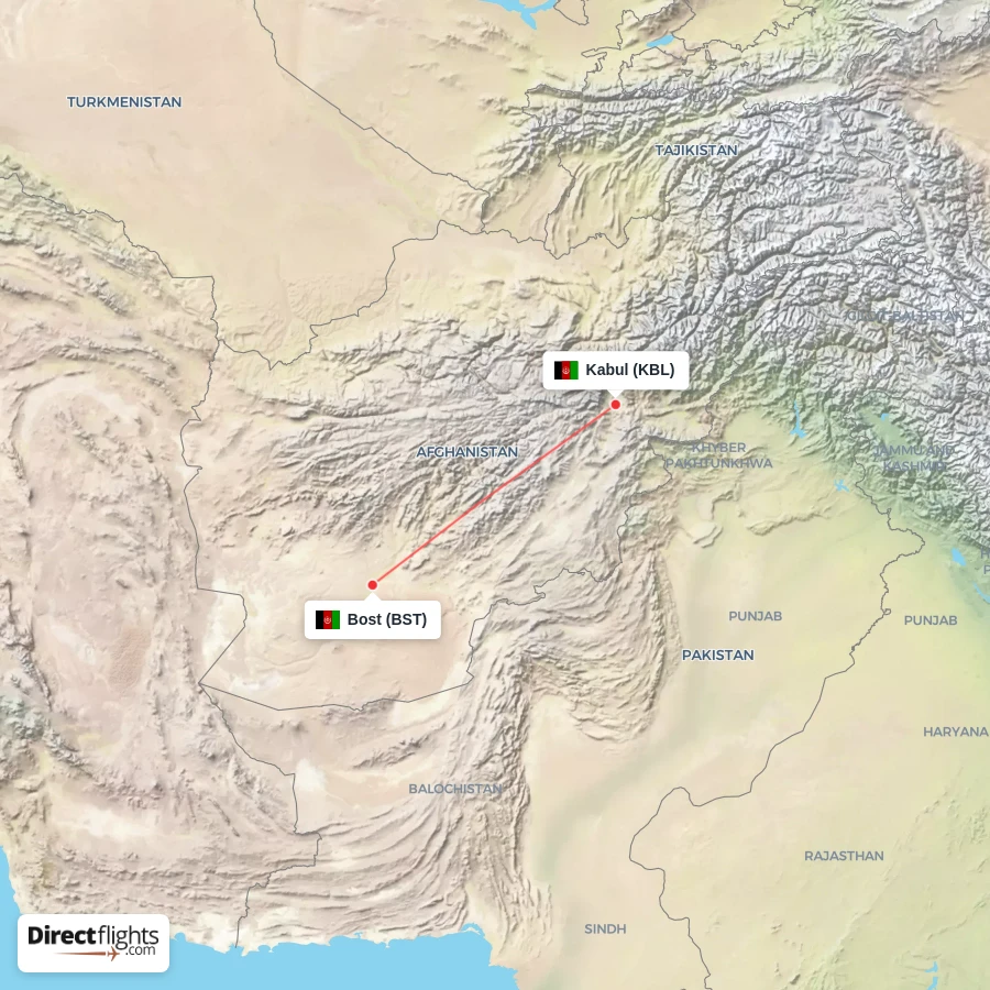 BST - KBL route map