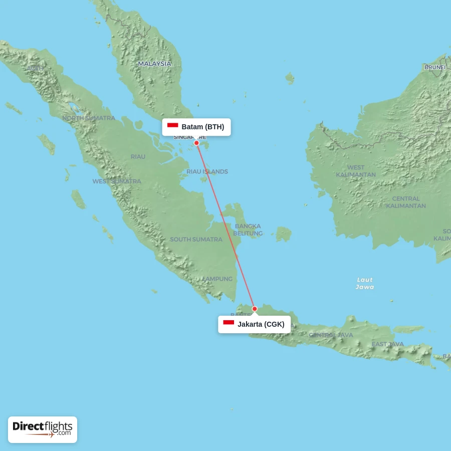 BTH - CGK route map