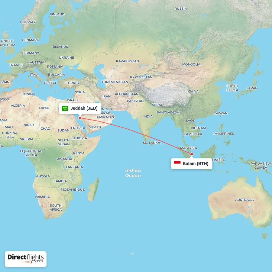 BTH - JED route map