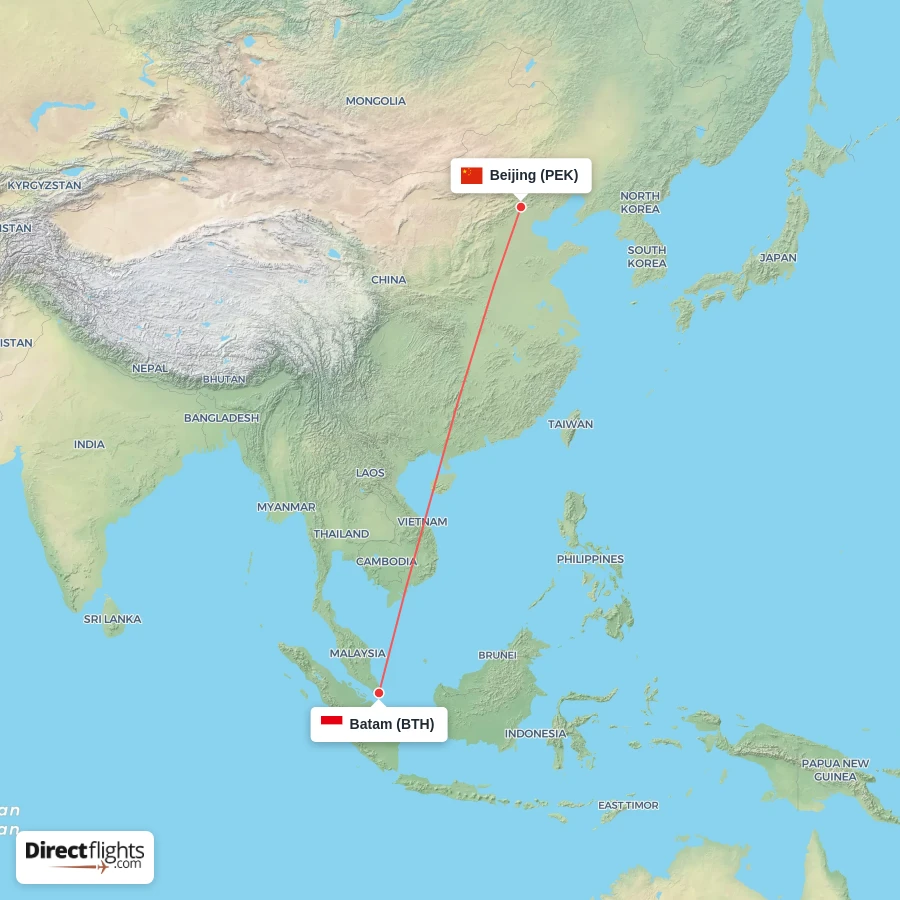 BTH - PEK route map
