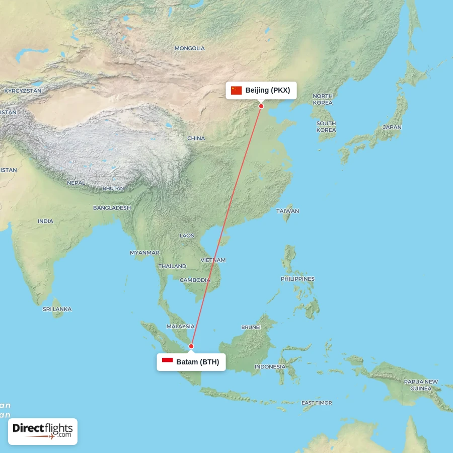 BTH - PKX route map