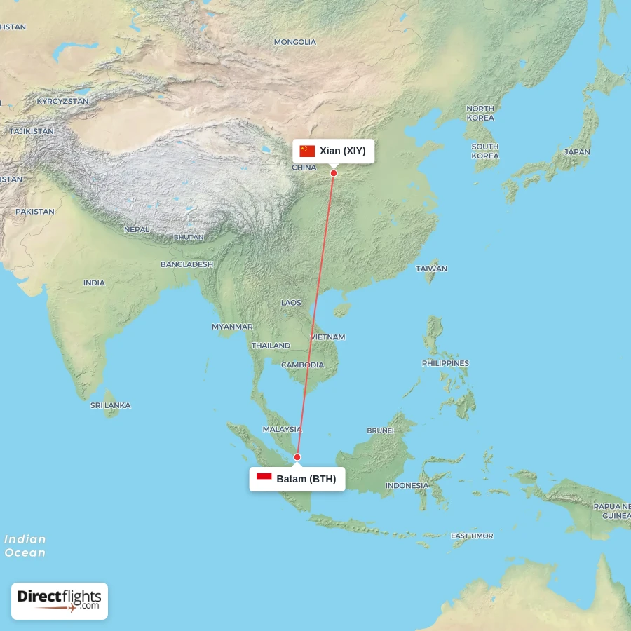 BTH - XIY route map