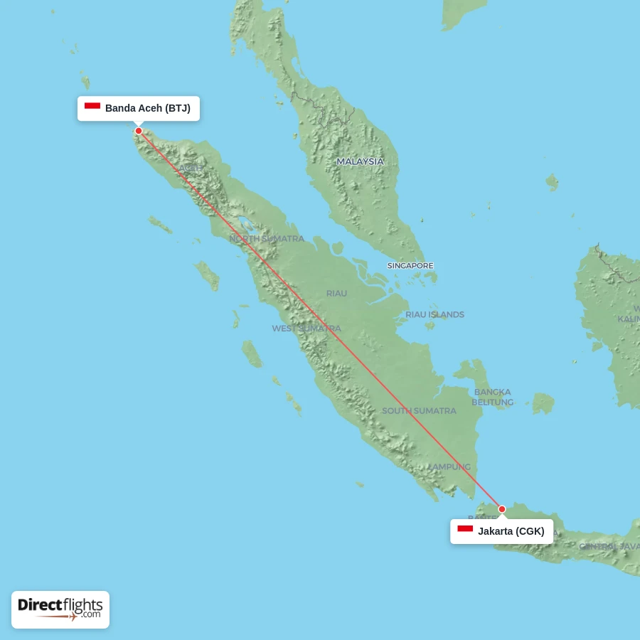 BTJ - CGK route map