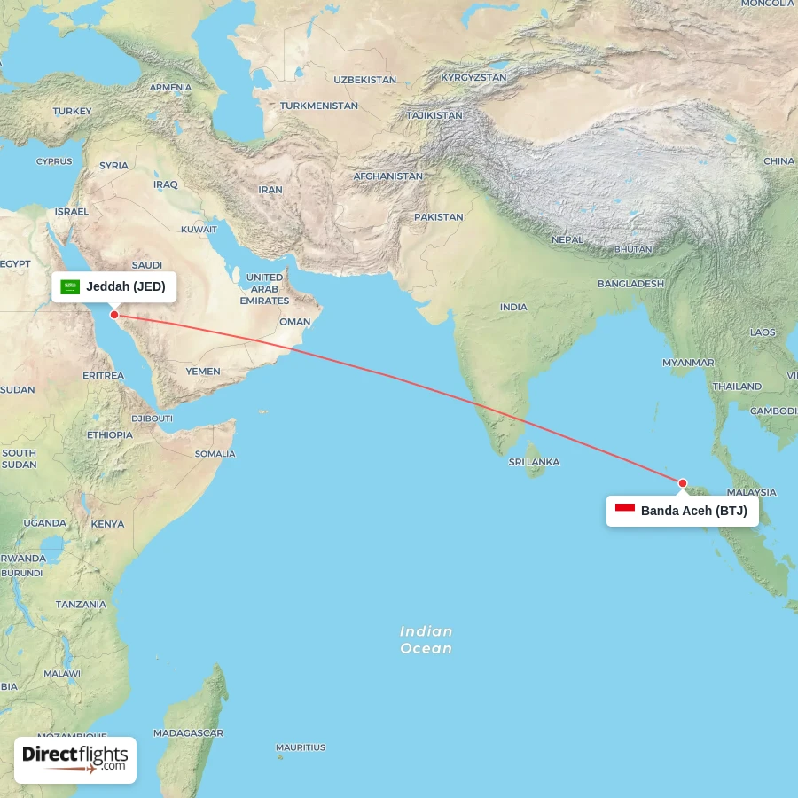 BTJ - JED route map