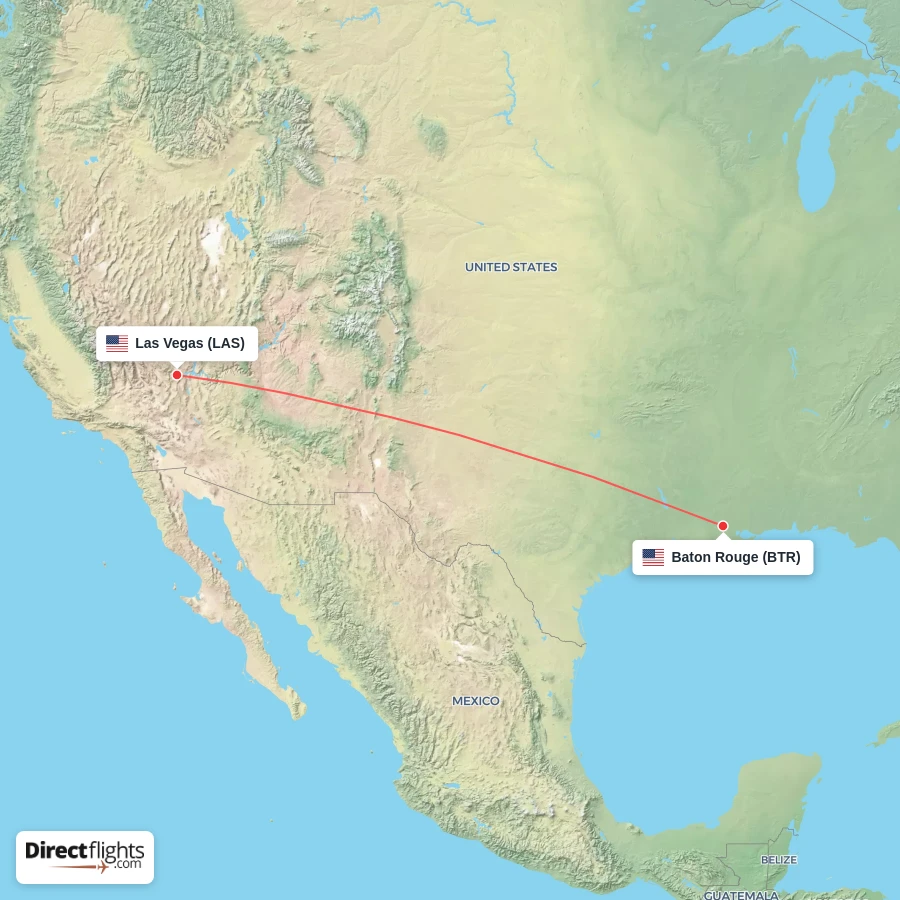 BTR - LAS route map
