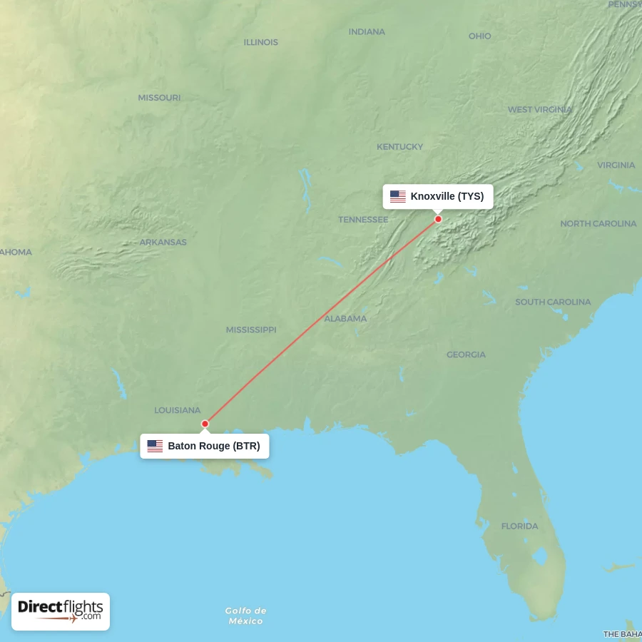 BTR - TYS route map