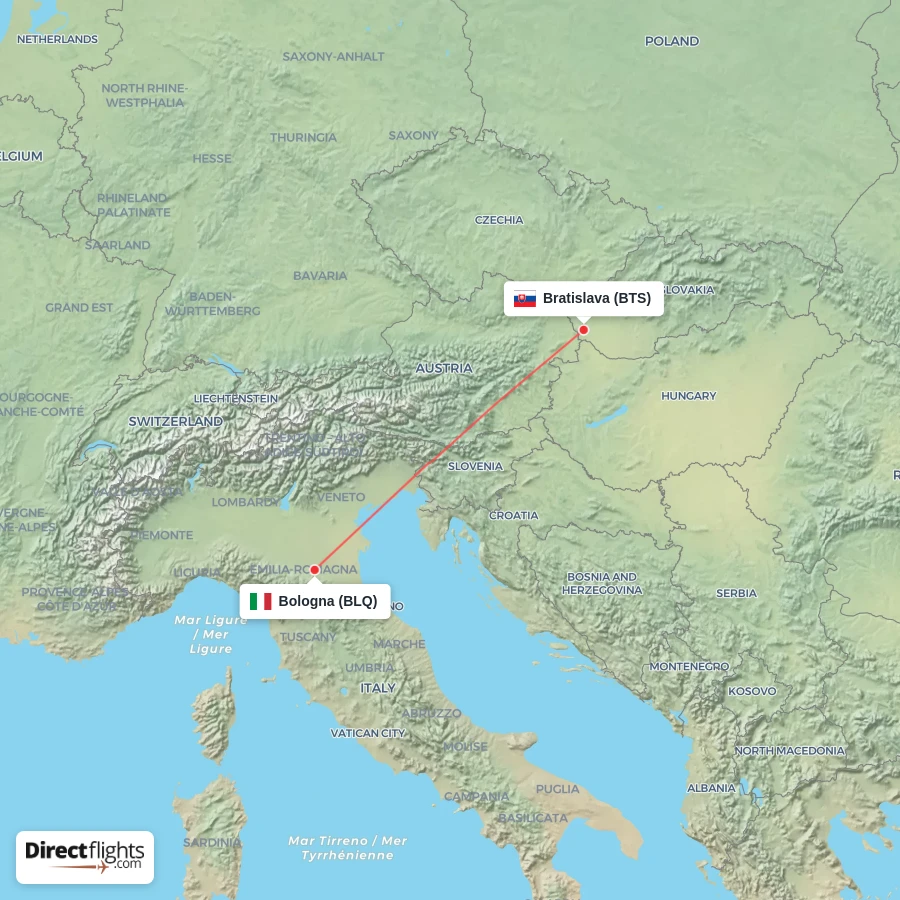 BTS - BLQ route map