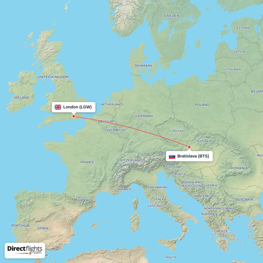 BTS - LGW route map