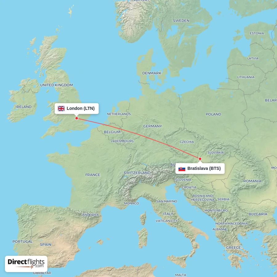 BTS - LTN route map