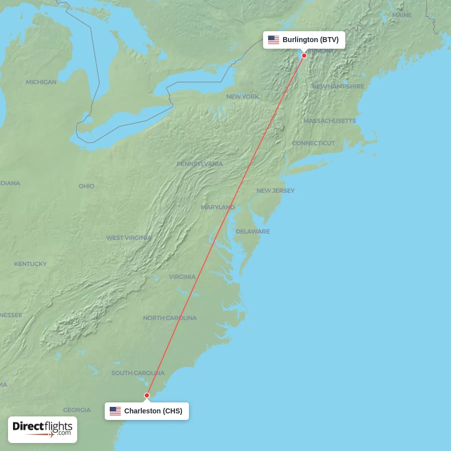 BTV - CHS route map