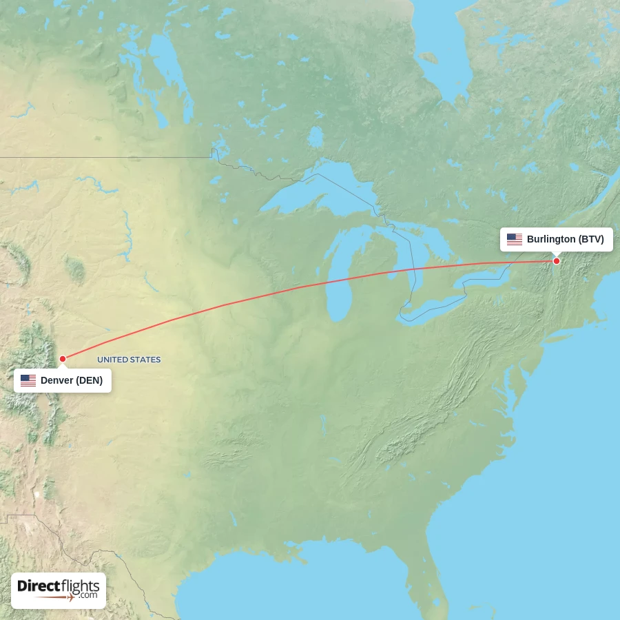 BTV - DEN route map