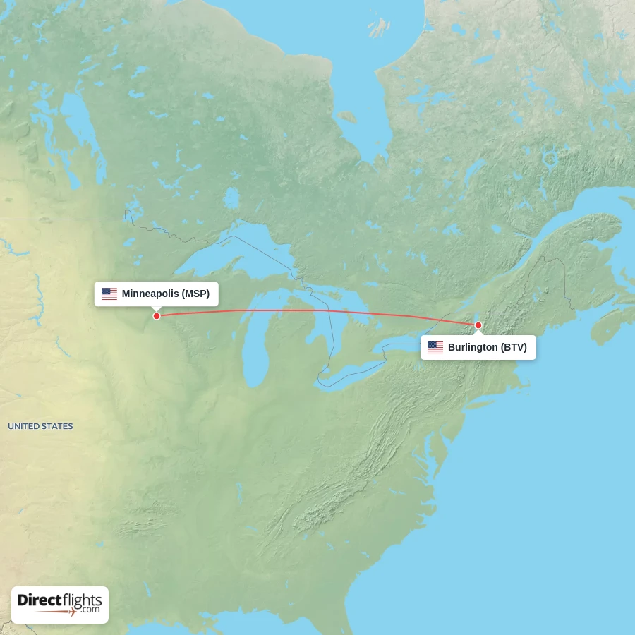 BTV - MSP route map