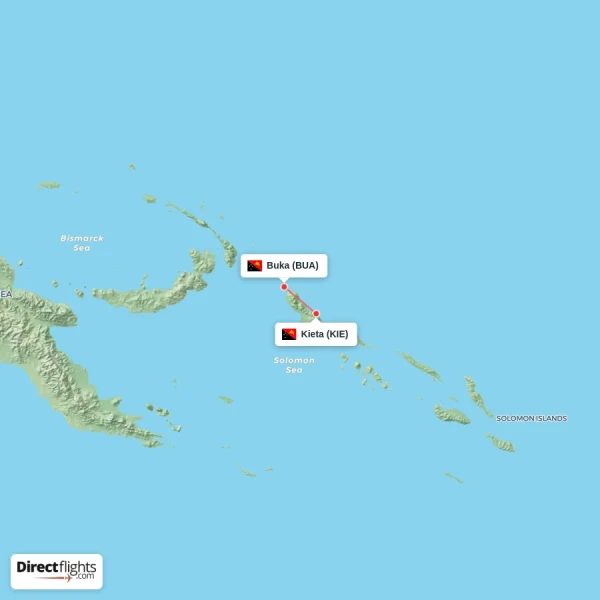 Buka - Kieta direct flight map