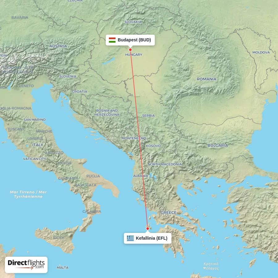 BUD - EFL route map