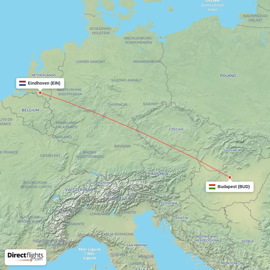 BUD - EIN route map