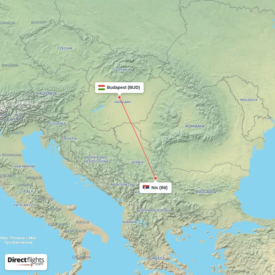 BUD - INI route map
