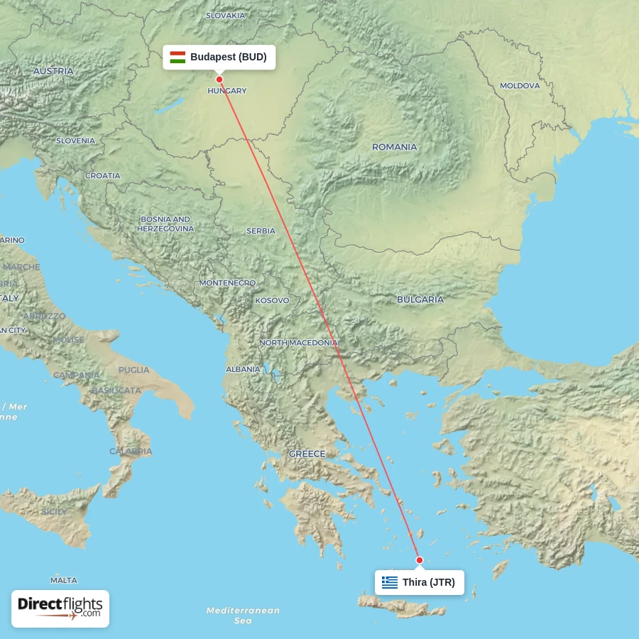 BUD - JTR route map